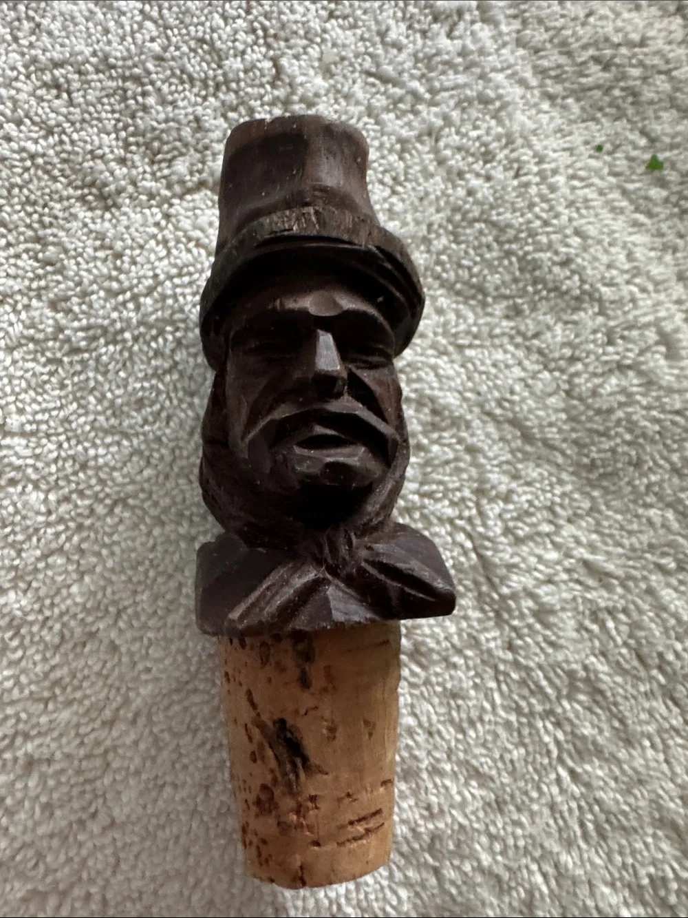 Hand-Carved Dark Brown Wooden Bottle Stopper - Home Accents